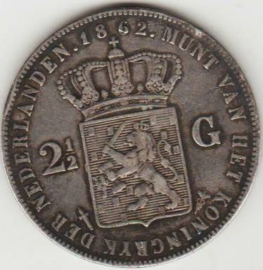1862-Netherlands-Silver-2-1/2-Gulden