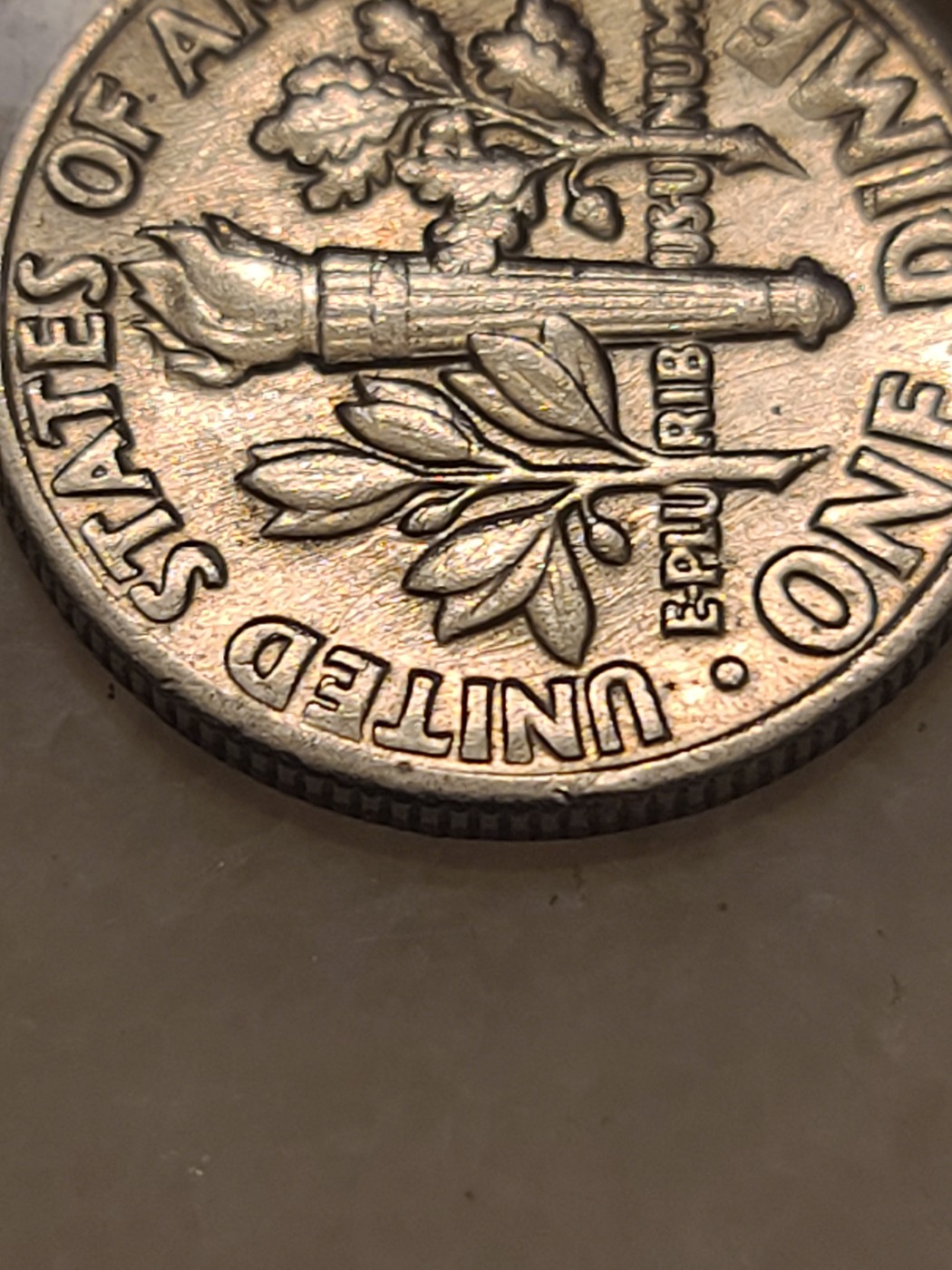 1985-P-Dime-Clashed-Die-Error