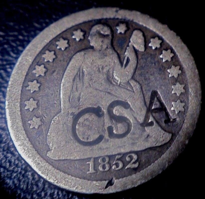 C-S-A.---Counterstamp-On-An-1853-Dime-....-Imho,-Spurious-At-Best!