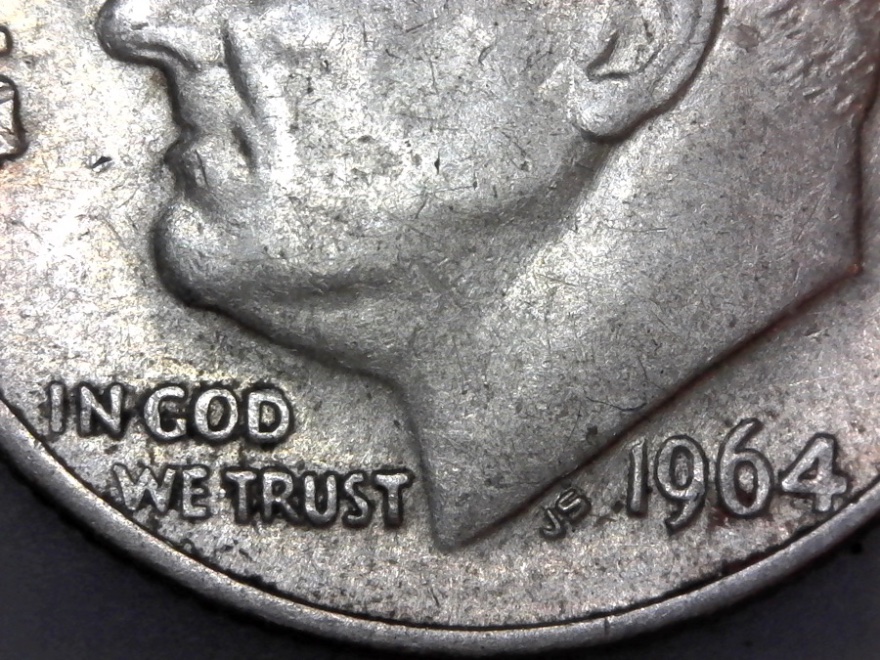 1964-D-Roosevelt-Dime---Doubling-On-Roosevelt-Face-Hot-Lips?
