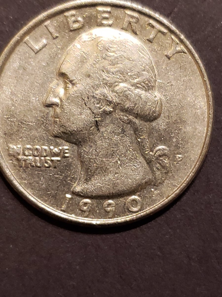 1990-P-Quarter-Doubling-,-Possible-Struck-Over-1970-D