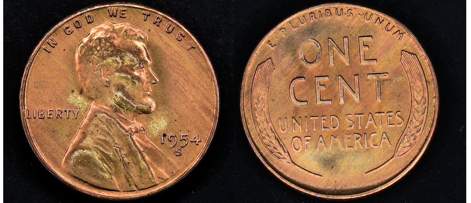 1954-S-Wheat-Cent-Planchet-Alloy?-Strike-Through-Grease?-Or-Cleaned