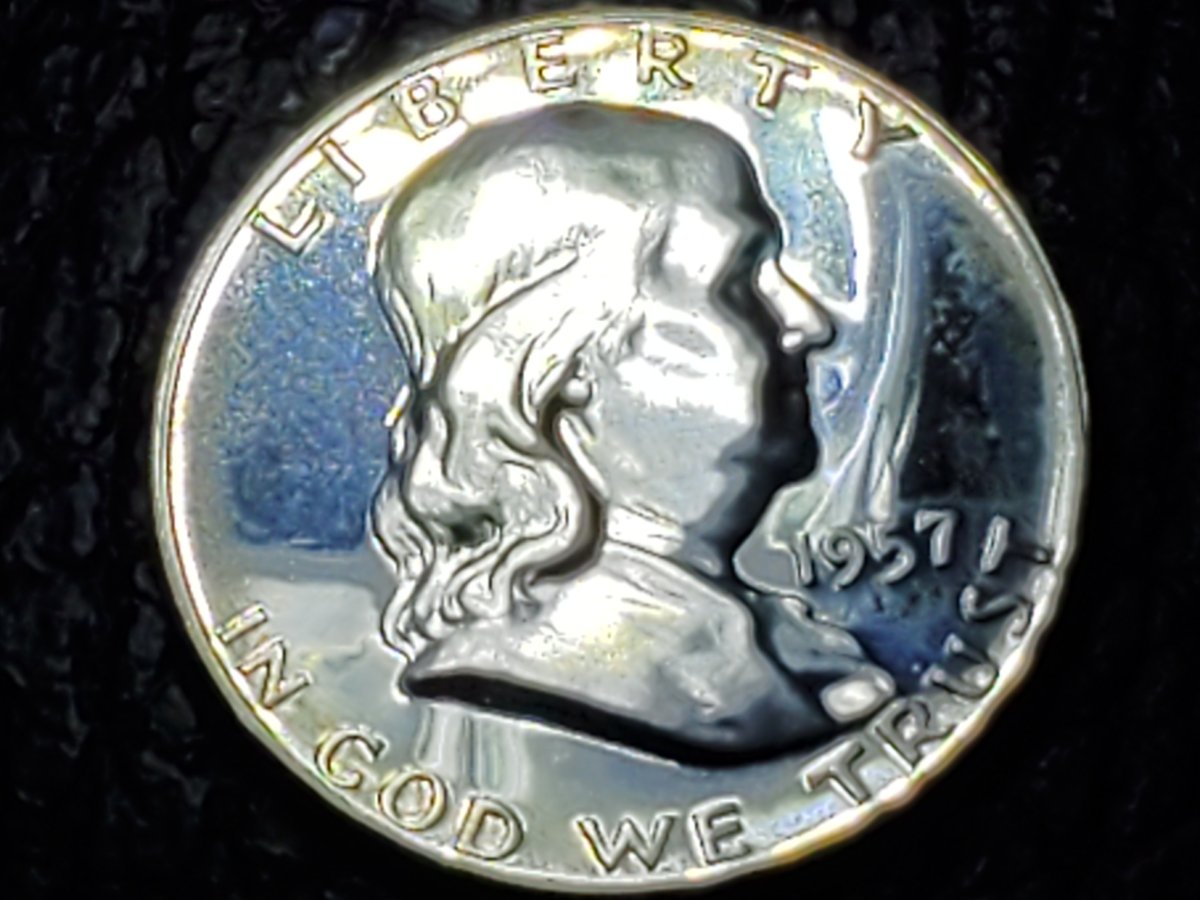 1957-Franklin-Half-Dollar-Proof.-Curious-Of-Grade,-Bell-Lines,-Cameo?