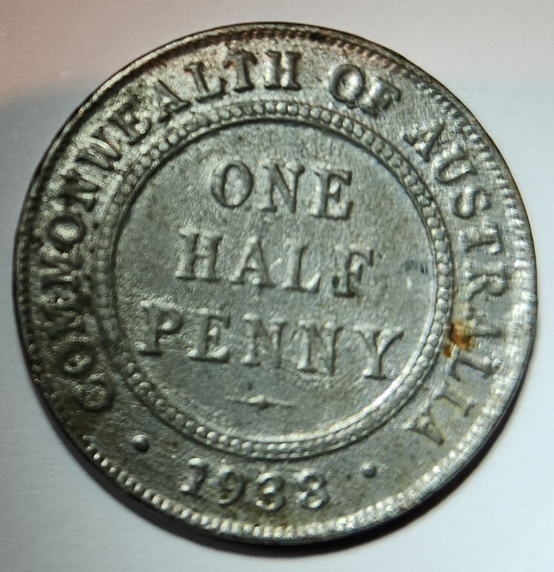 1938-One-Half-Penny;-Error-Cupronickel-Coin