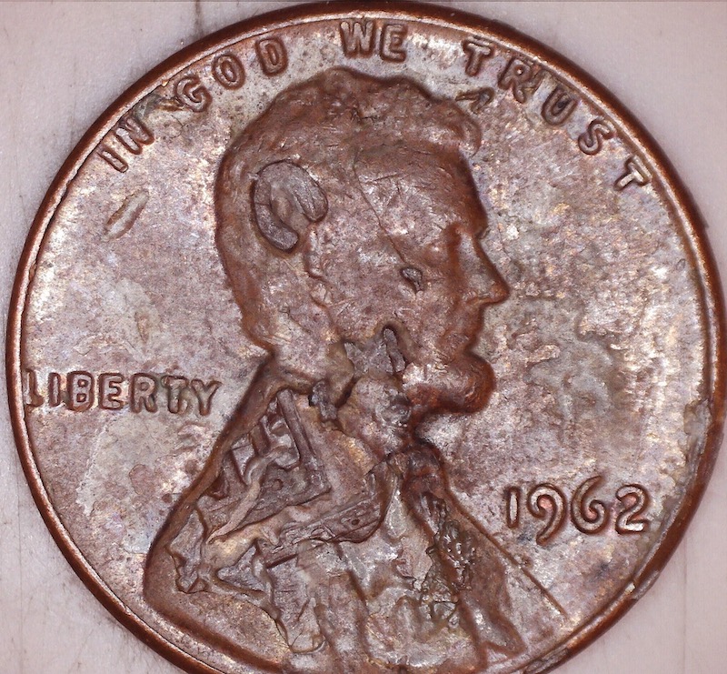 1962-Lincoln-Cent-With-Unique-Damage