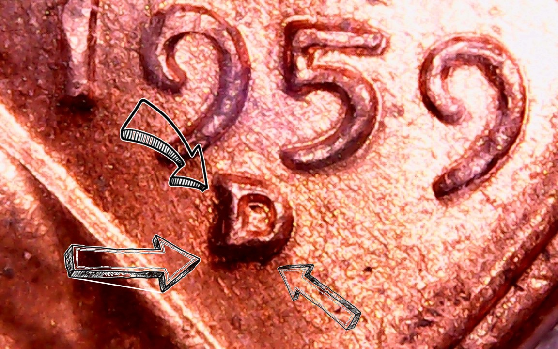 1959-D-Lincoln-Cent-BU-Retained-Grease-Strike/RPM