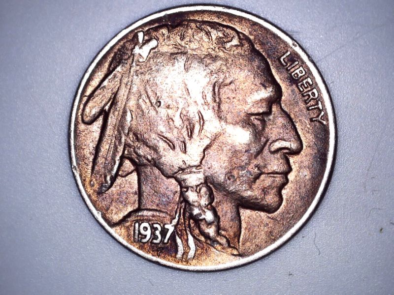 1937-Buffalo-Nickel-With-Pink-And-Red-Color