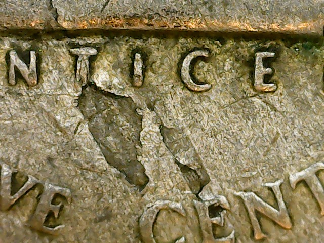 1943-P-Jefferson-Five-Cents---Possible-Lamenation-Error-On-Reverse