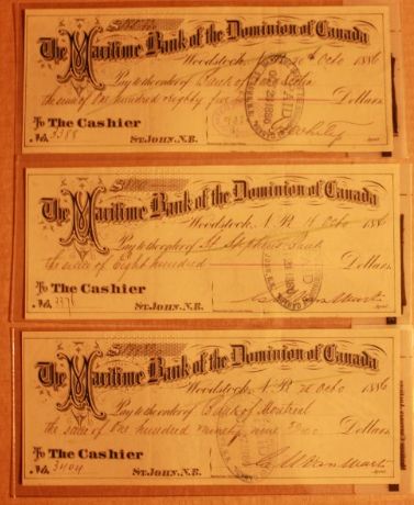 Maritime-Bank-Of-The-Dominion-Of-Canada,-Cheques-Et-Cetra.