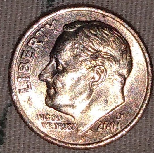 2001-D-Dime-Has-Gold-Tint-Is-It-Error?