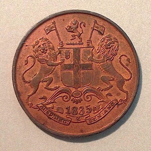 1857-One-Quarter-Anna,-East-India-Find!-Grade?