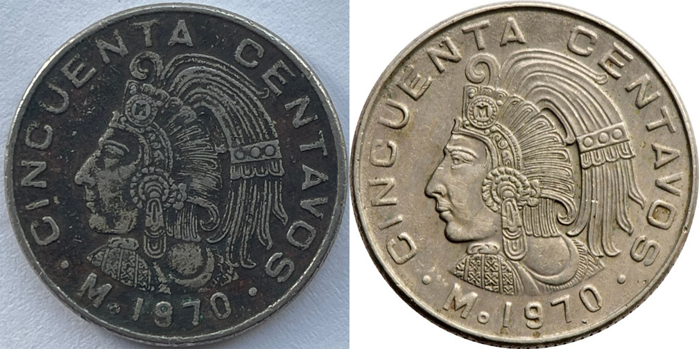 1970-Mexico-50-Centavos---Weird-Colour,-Can't-Find-Any-Information-Need-Help