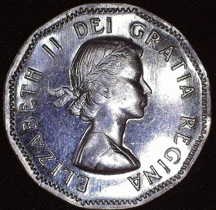 1954-Canadian-Five-Cents---Near-Maple-Leaf