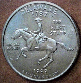 1999-P-Delaware-Quarter,-Spitting-Horse-Kind-Of