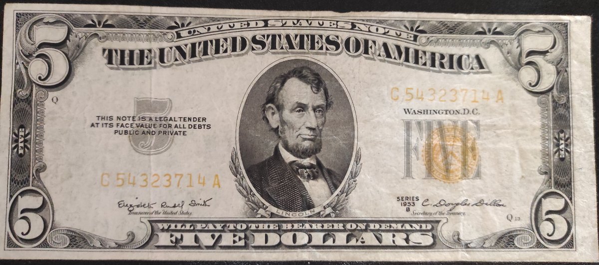 1953B-Yellow-Seal-5-Dollar-Bill