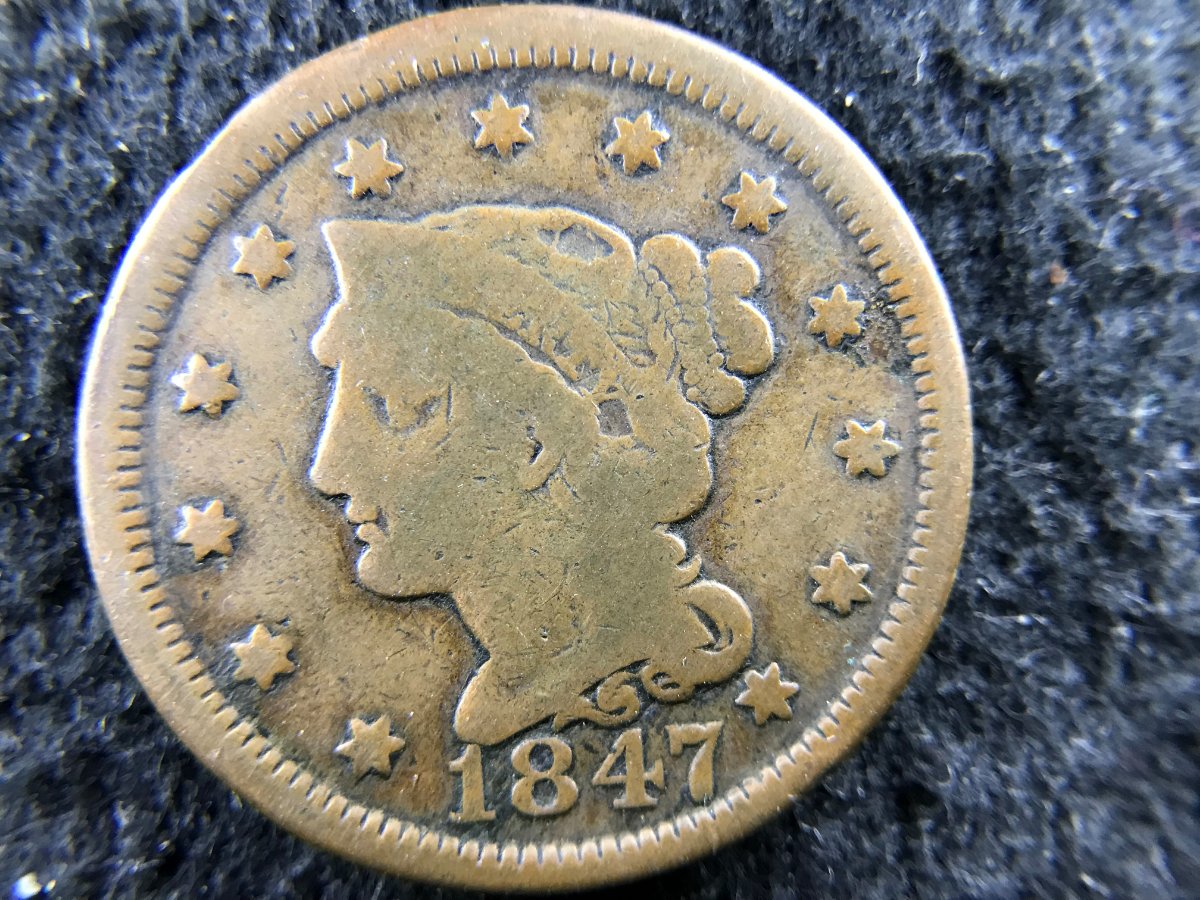 1847/1848-Double-Headed-Braided-Hair-Cent-Id:-Magician's-Coin