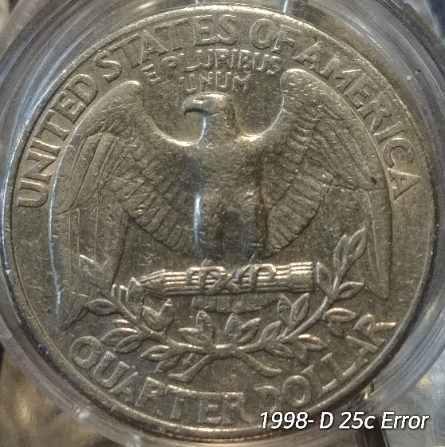 1998-D-Washington-Quarter-Error!-Same-Error-Of-The-1996-P-Missing-Earlobe