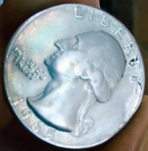 1965-Quarter-Rainbow-Plating-Obverse