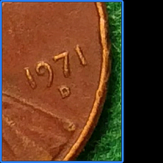 1971-Cent-And-'74-W/-Similar-Colors.-Close-Up-Mint-Mark-Pic.-RPM?