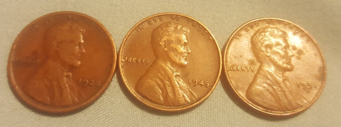 Here-Is-3-Wheat-Pennies-1928,1945,-And-1951-D.-Any-Value?