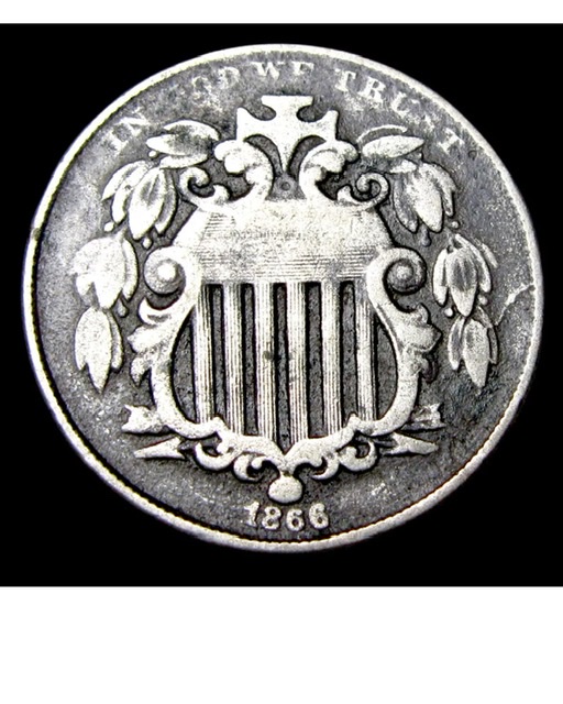 1866-Shield-Nickel-With-Rays,-Grade?