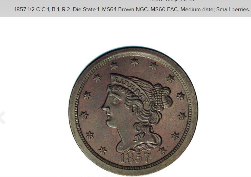 New-Pickup-1857-PF-63-Half-Cent--Is-It-Breen-1?-Previously-Graded-MS-64-By-NGC