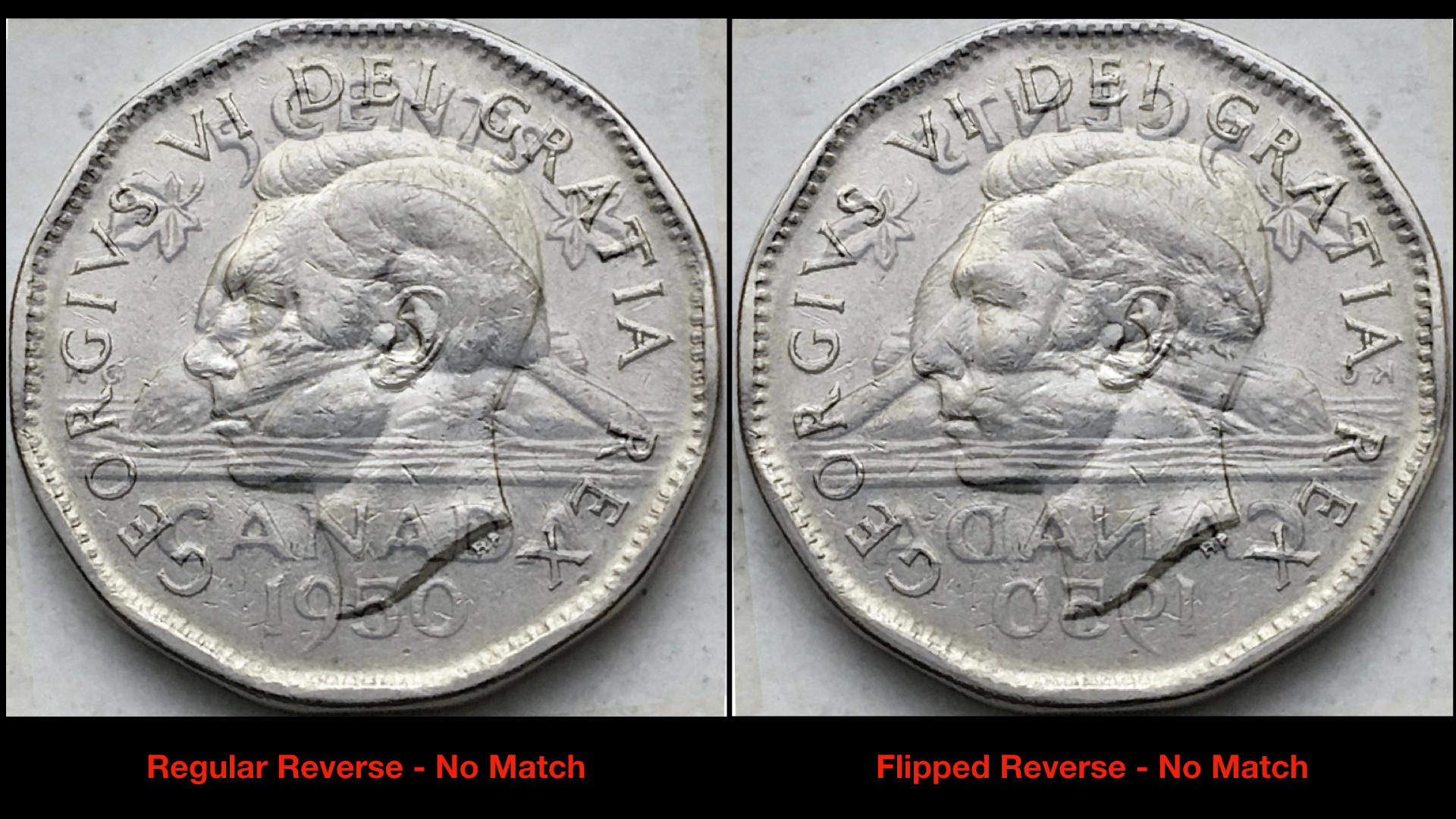1950-5-Cent-King-George-Nickel-Die-Clash-On-Obverse