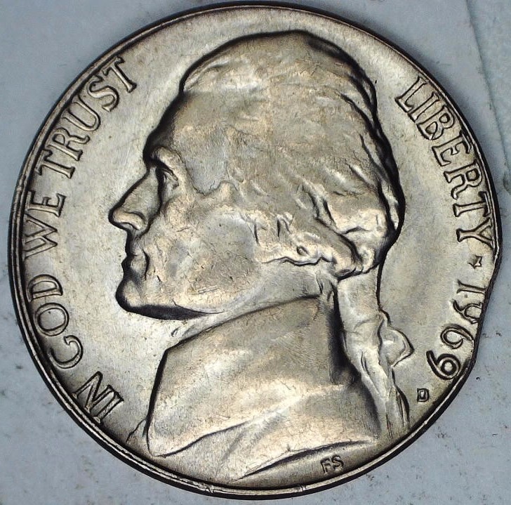 1969-D-Jefferson-Nickel,-Clipped-Planchet