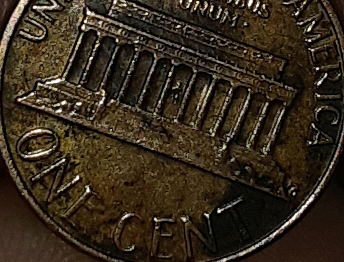 1980-D-Lincoln-Penny-With-Marble-Like-Finish-And-Pattern..