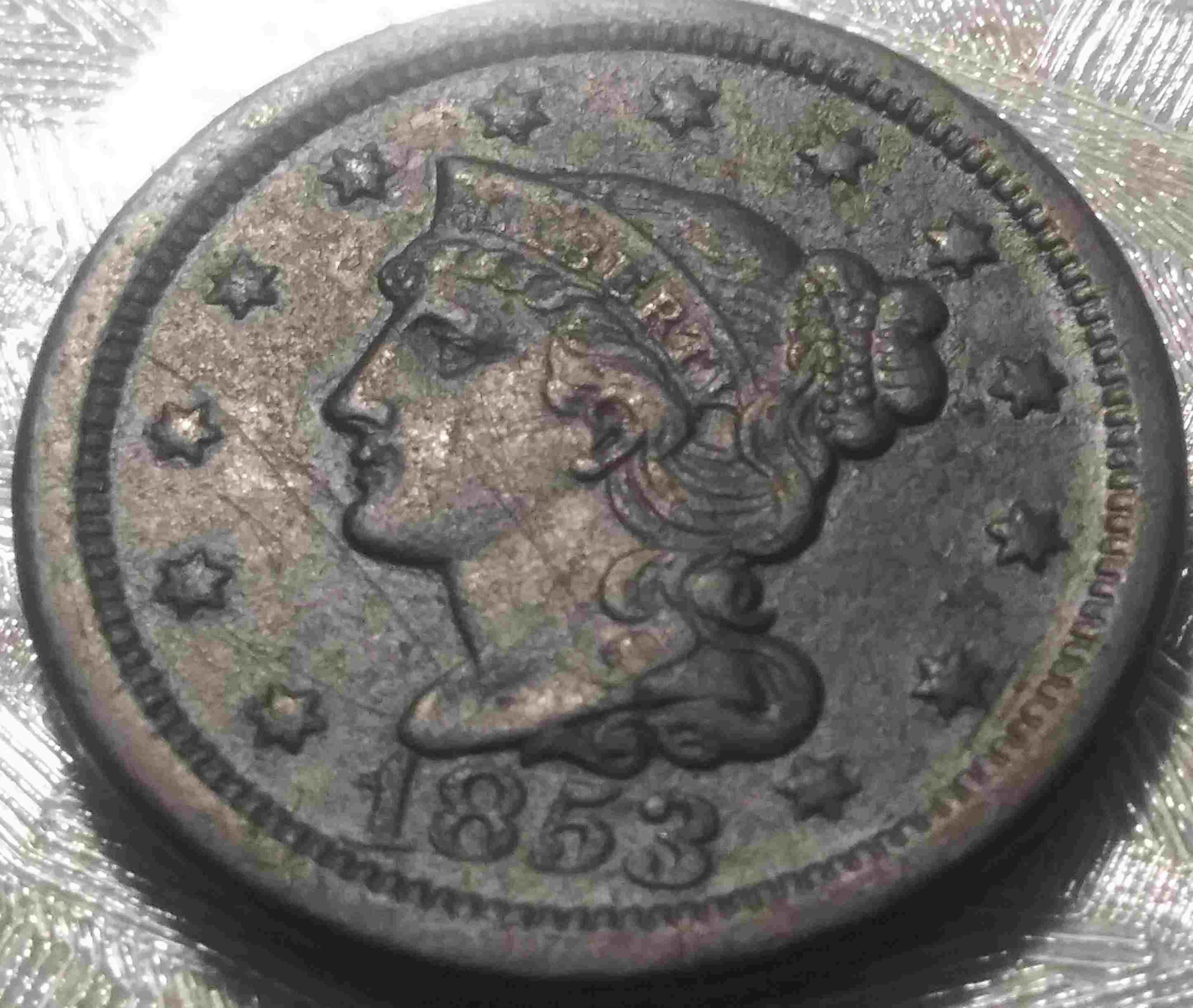 1853-Large-Cent-Few-Scratches-Obverse.-Looking-For-Your-Thoughts