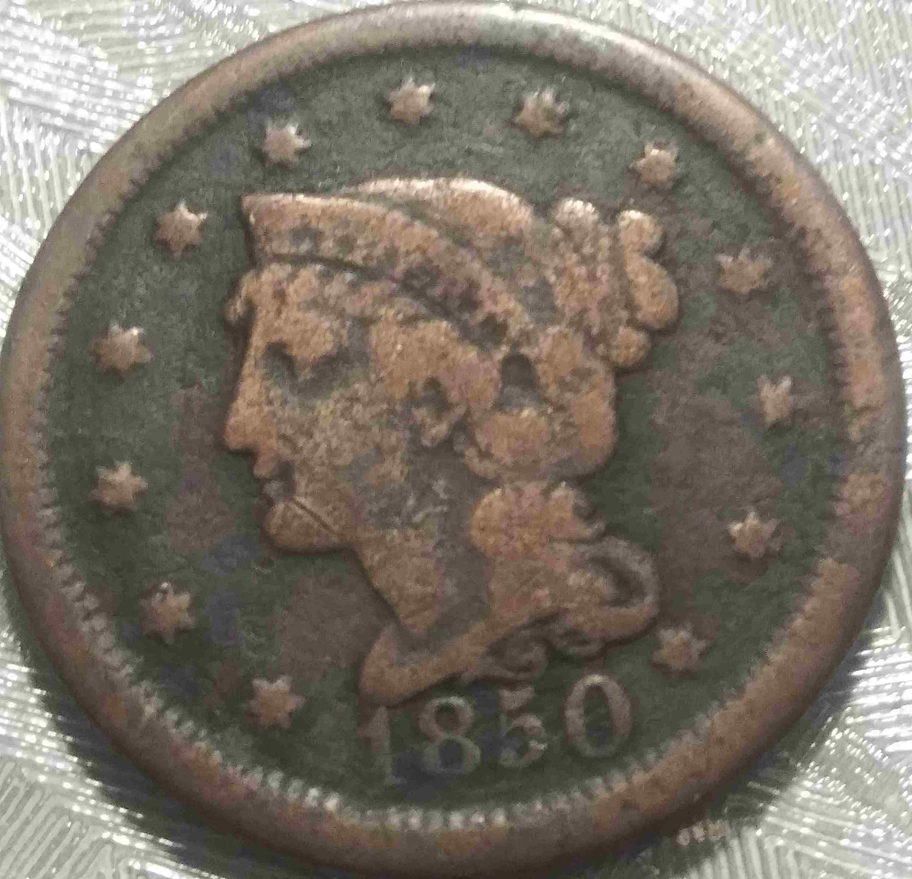 1850-Large-Cent.--For-Grading-Please.-Pretty-Good-Condition