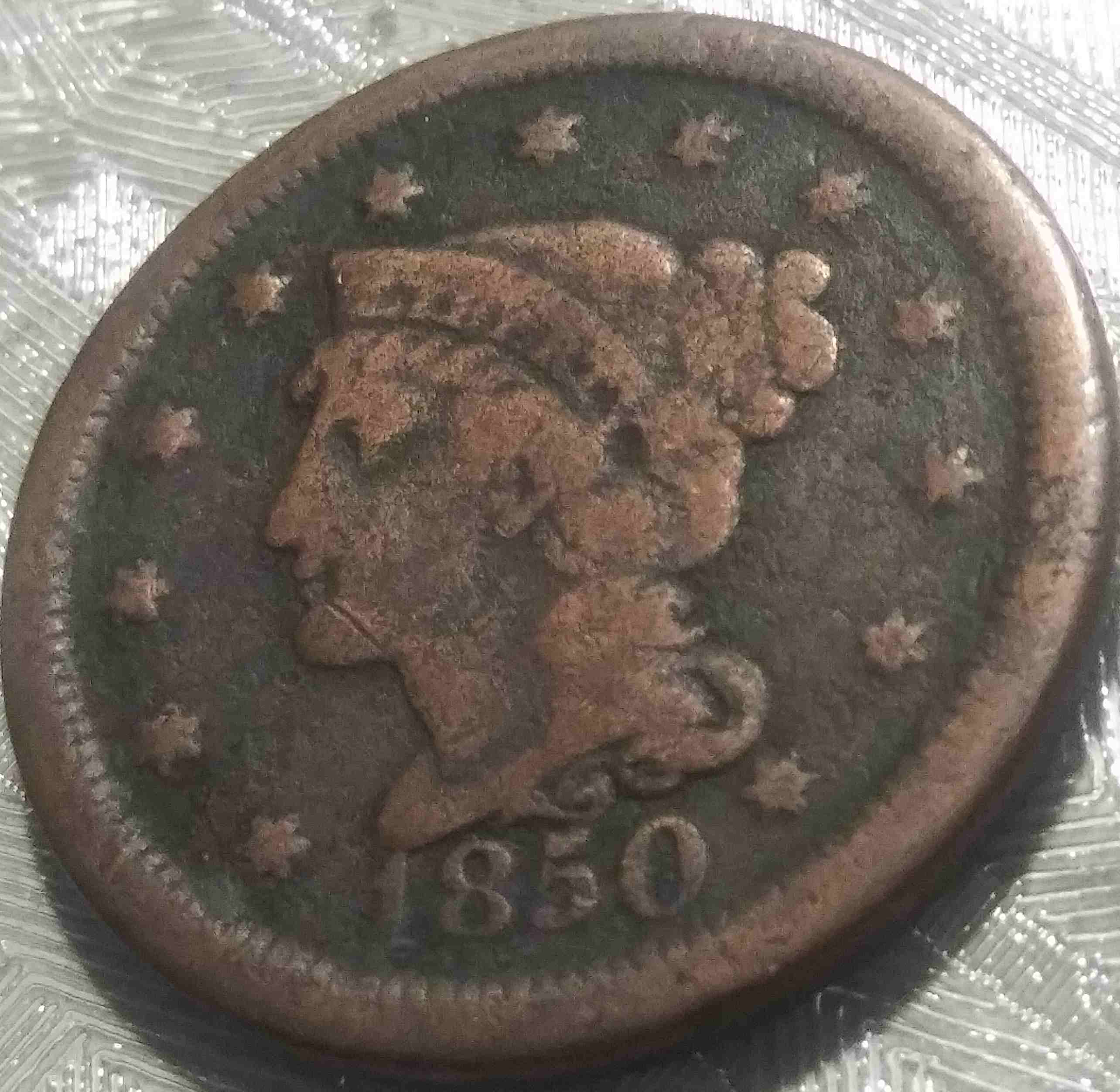 1850-Large-Cent.--For-Grading-Please.-Pretty-Good-Condition