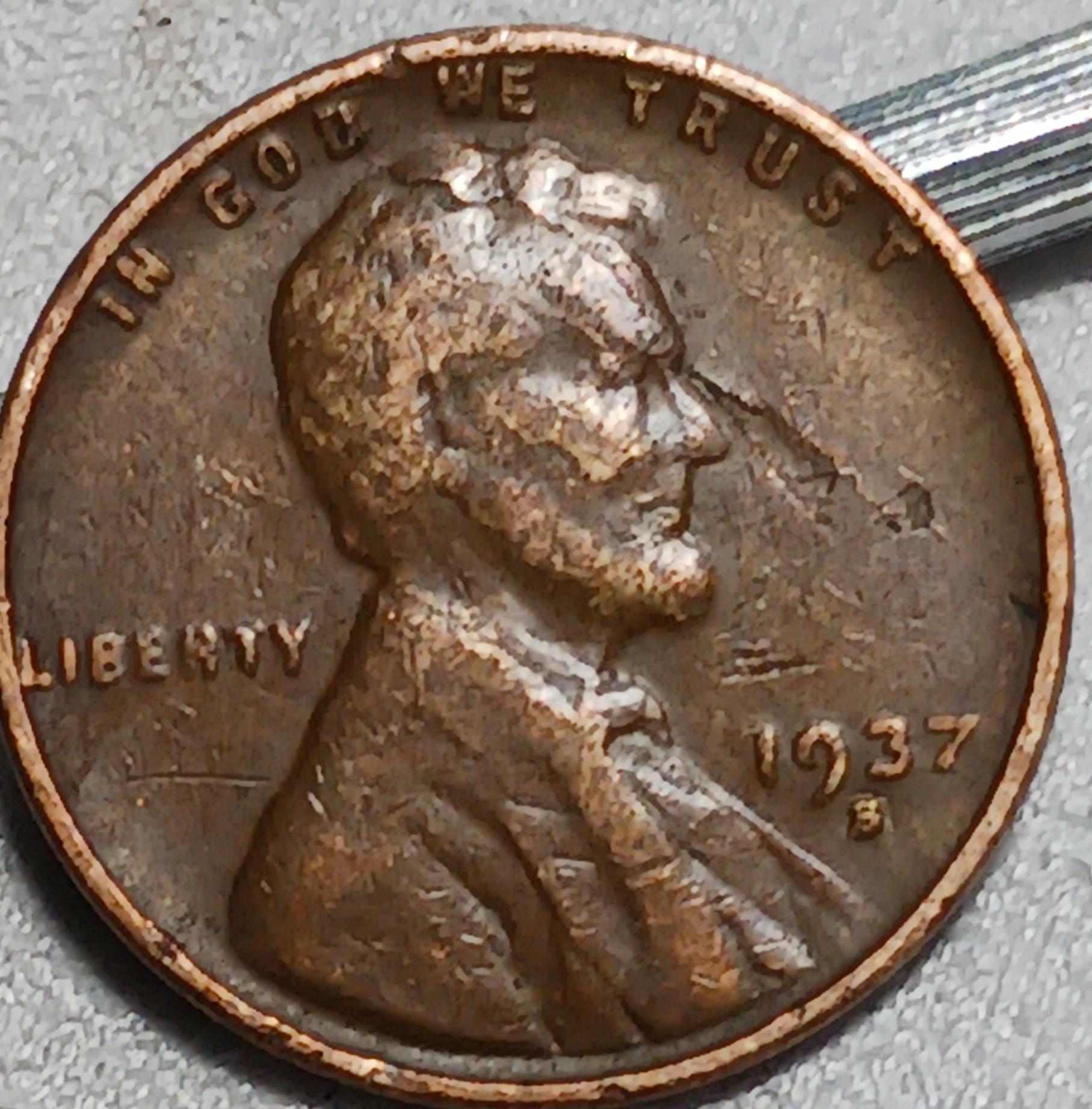 1937-S-Lincoln-Wheat-Cent.--I'm-Impressed-With-This-Die-Crack?--Die-Break?---Fractured-Head