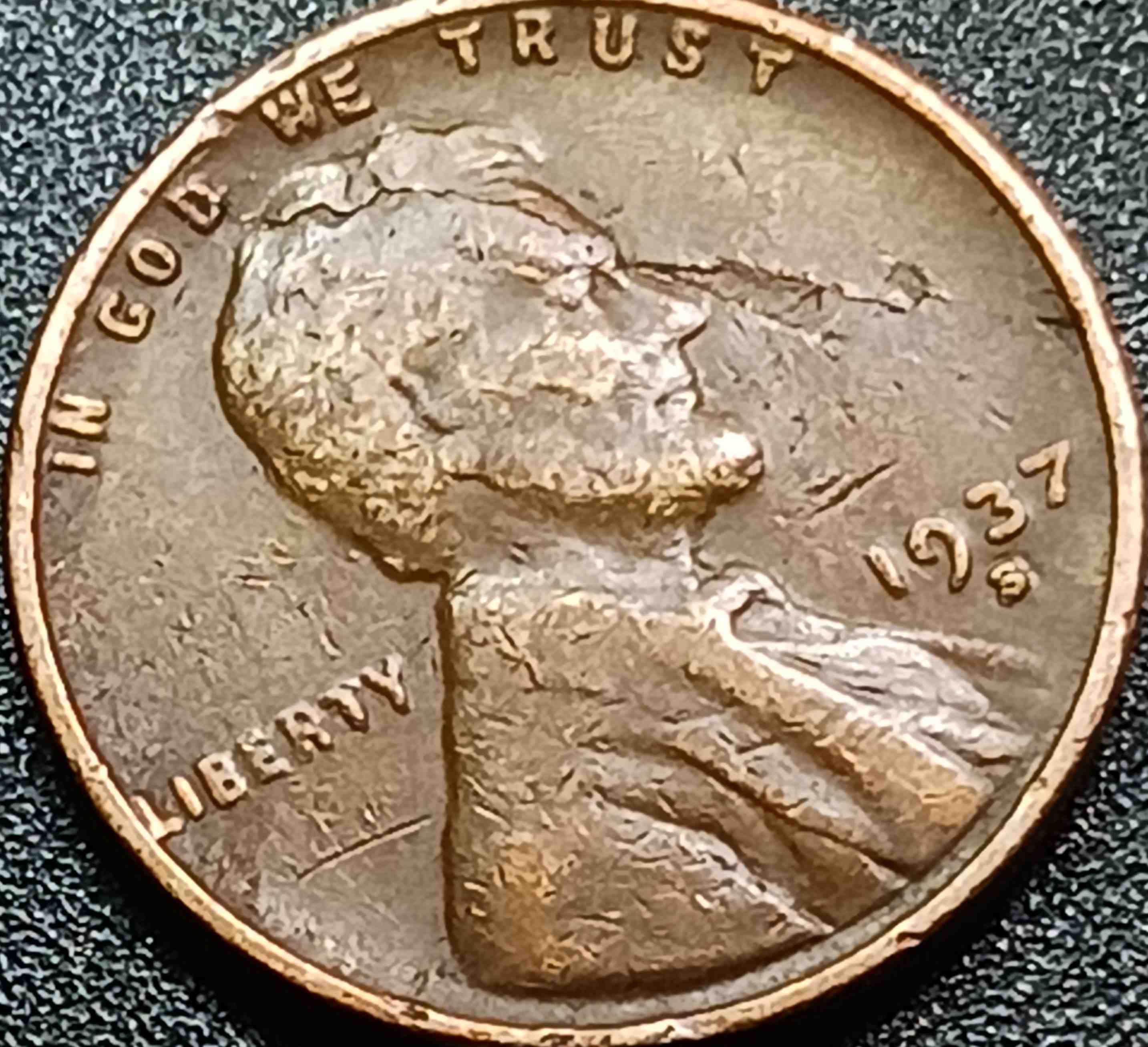 1937-S-Lincoln-Wheat-Cent.--I'm-Impressed-With-This-Die-Crack?--Die-Break?---Fractured-Head
