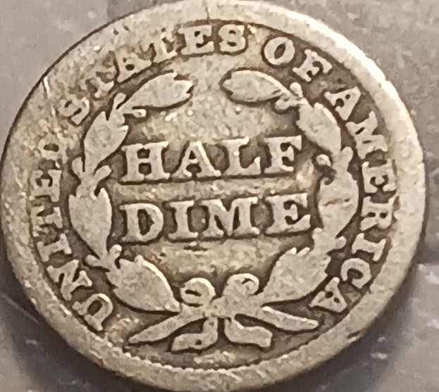 1845-Silver-Half-Dime.--Line-On-The-Obverse-Right-Side?