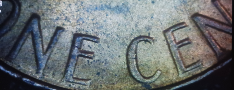 1983-D-Lincoln-Penny-Die-Crack-On-Reverse-Through-One-Cent