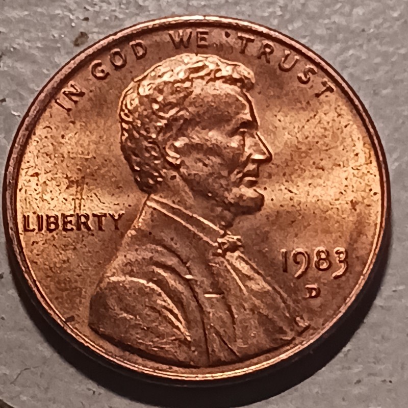 1983-D-Lincoln-Penny-Die-Crack-On-Reverse-Through-One-Cent
