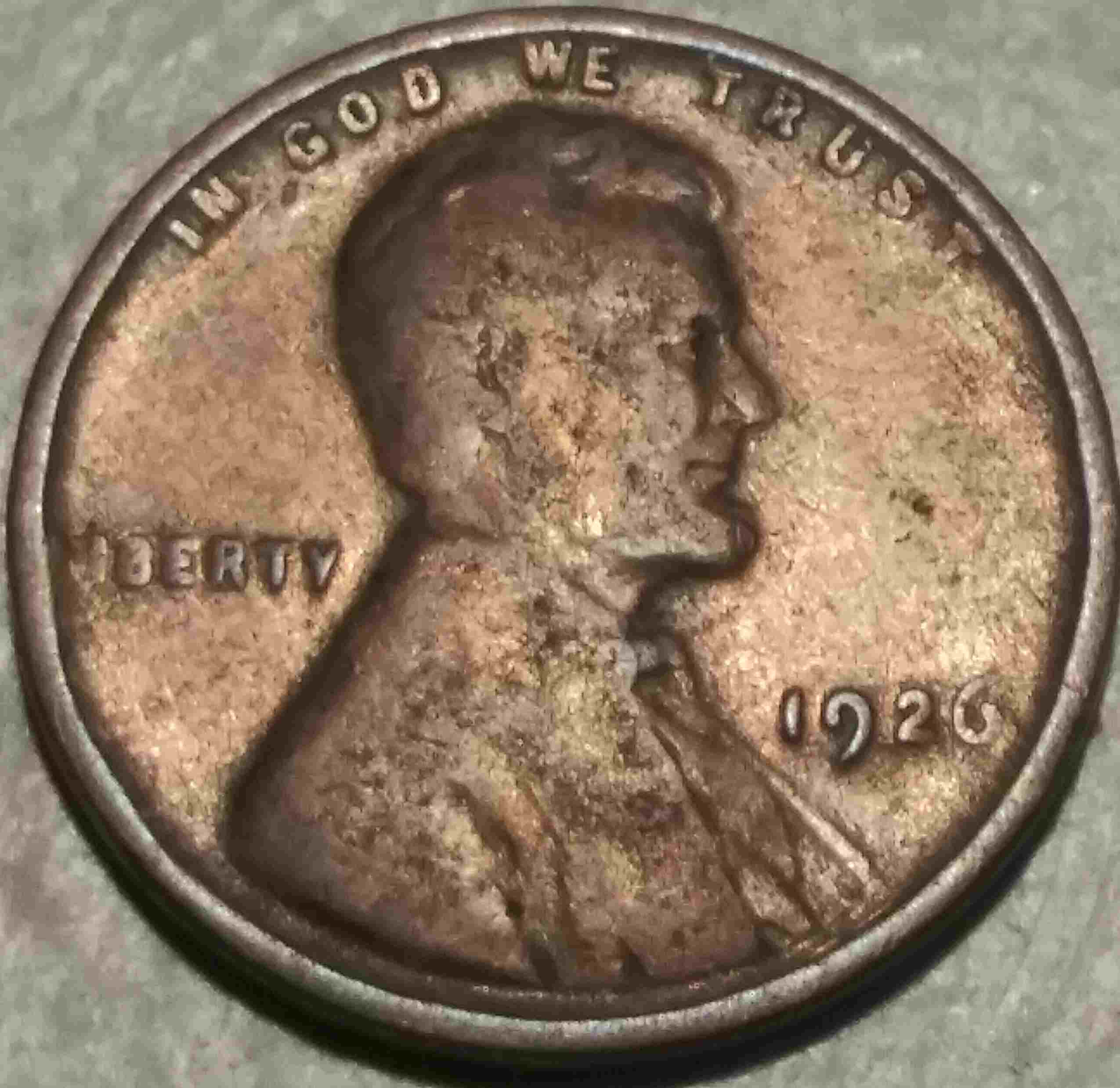 1926-Lincoln-Wheat-Penny-With-Errors-Or-Damage-Face-Area