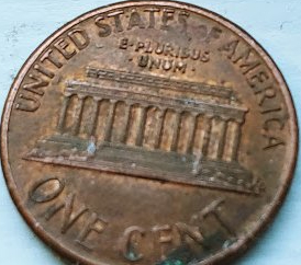 1990-Penny-DD-On-Reverse-On-United-States-Of--America-And-Faded-Letters