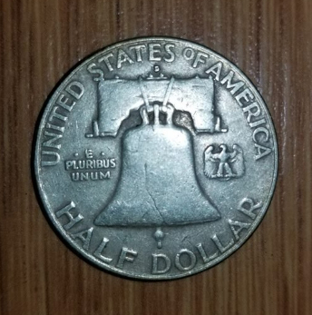 1957-D-Franklin-Half-Dollar,-Masonic-Symbol-On-Obverse-Side?
