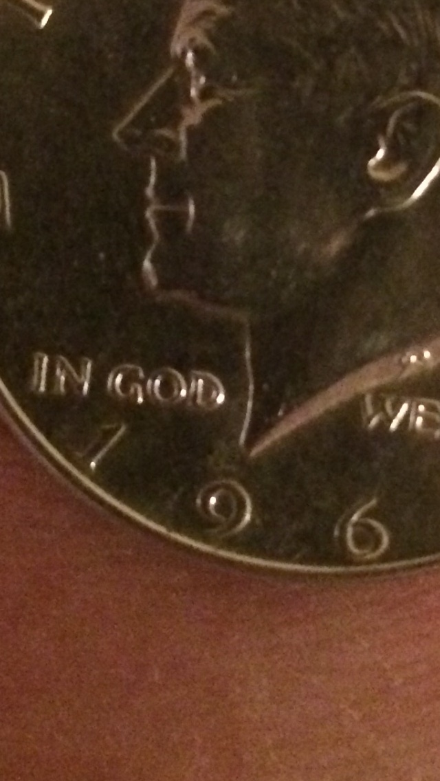 Mark-On-Kennedy�s-Chin-On-1967-Half-Dollar