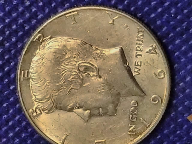 1965-Kennedy-Half,-Funny-Marks-Back-Of-Neck-And-Ear,-Would-Anyone-Agree?