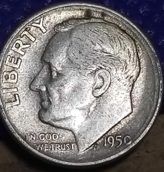 1950_d-Roosevelt-Dime,-Rim-Line-Through-The-0-In-1950/Damage?