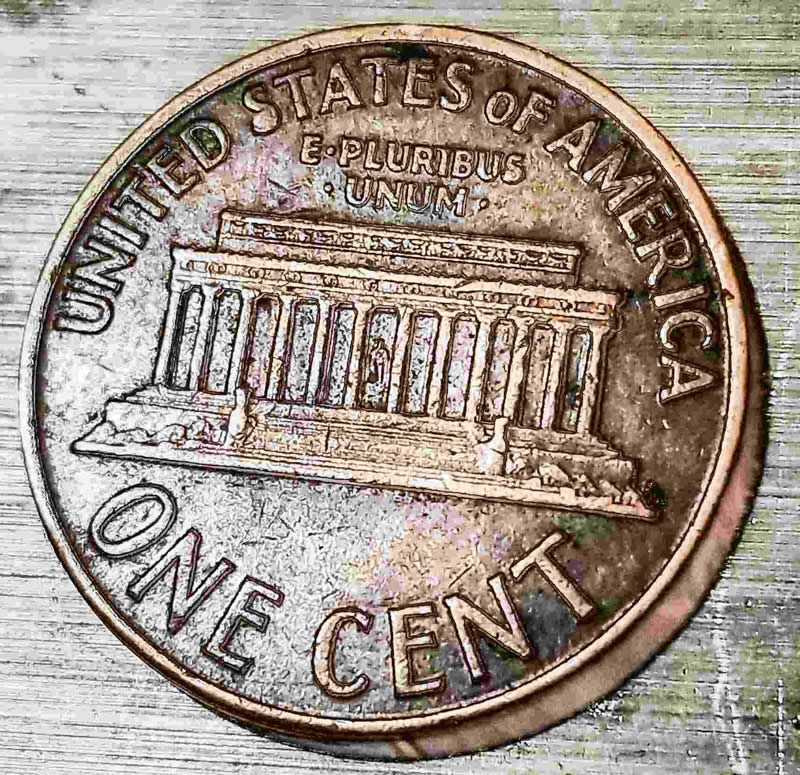 1960-D-Lincoln-Cent-,-Doubling-On-Rear-With-Filled-Bottom-S,-Special?
