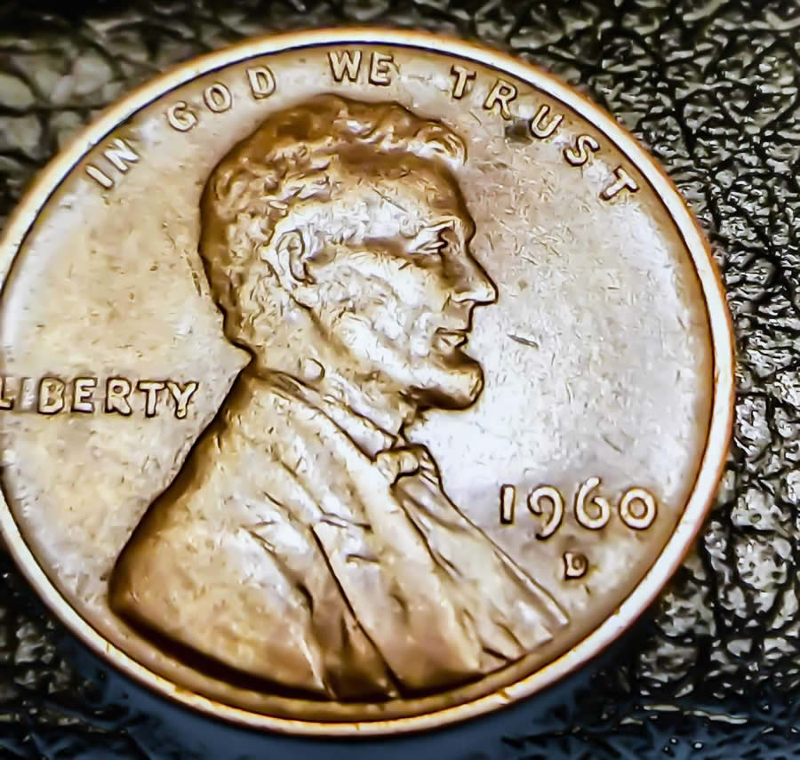 1960-D-Lincoln-Cent-,-Doubling-On-Rear-With-Filled-Bottom-S,-Special?