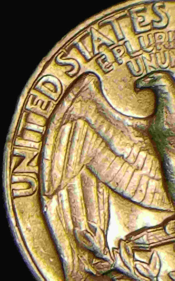 1974-Washington-Quarter,-Fat,--United-Sunk-In-Wing,-Letters-Behind-Dollar