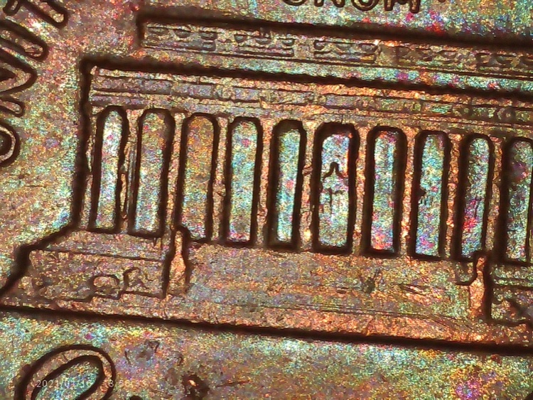 1969-D-Penny-Rainbow-Finish?-Floating-Roof?-No-FG?-Help-Identify-Guys?
