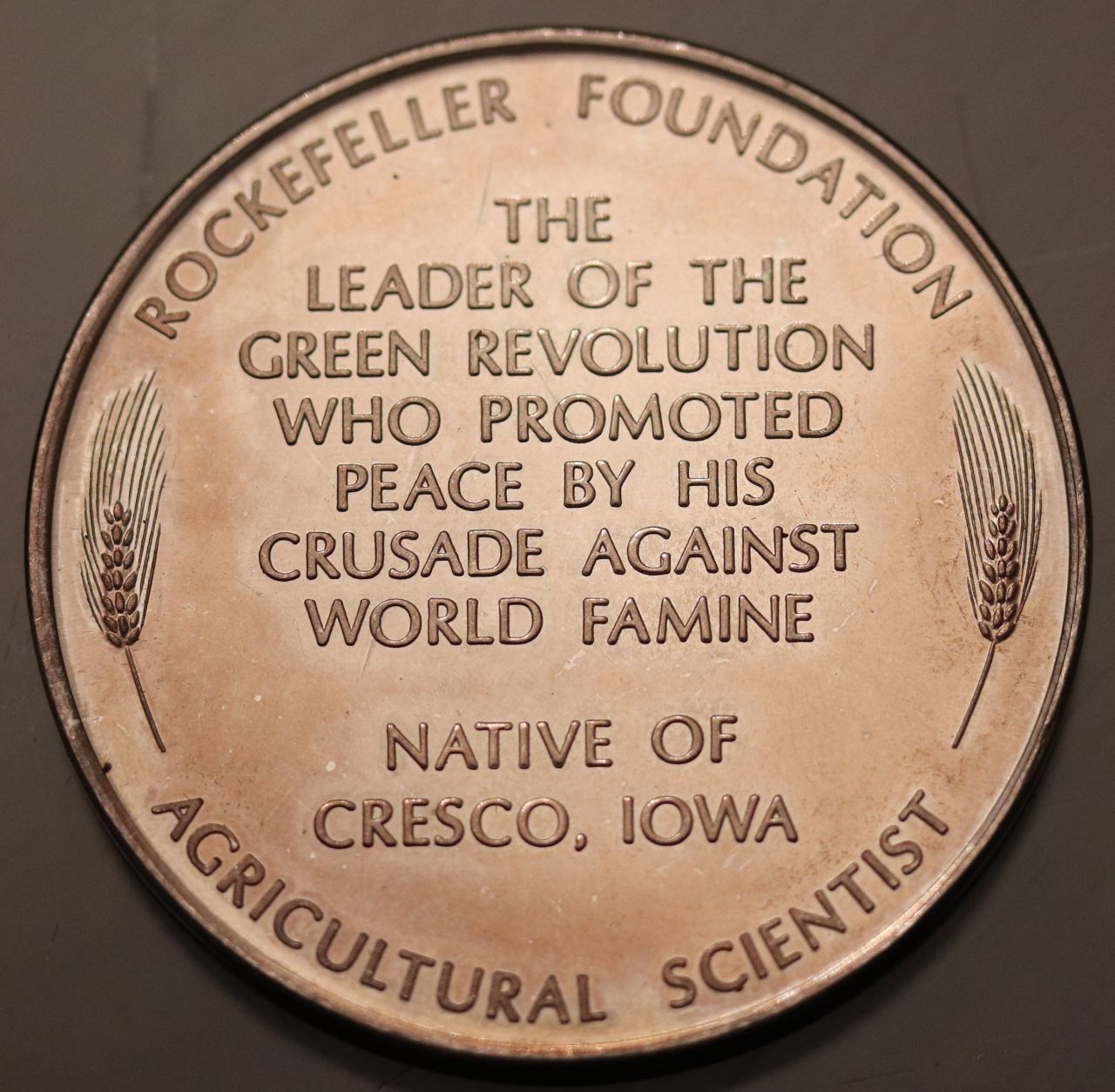1970-Norman-Borlaug-Sterling-Rockefeller-Foundation-Medal-/-Round