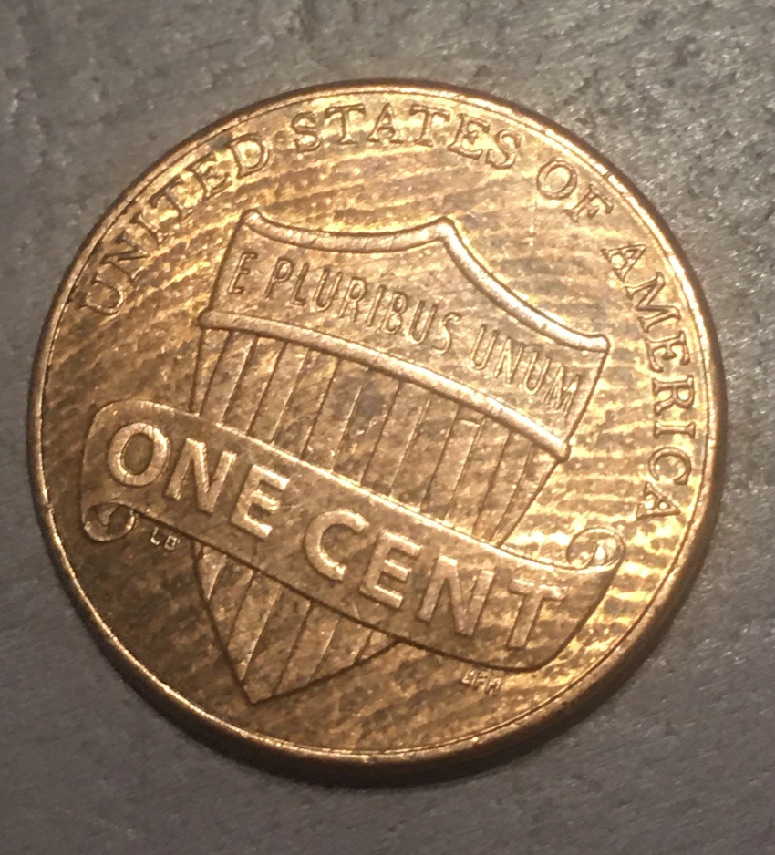 2013-Lincoln-Penny-With-Markings-On-Reverse