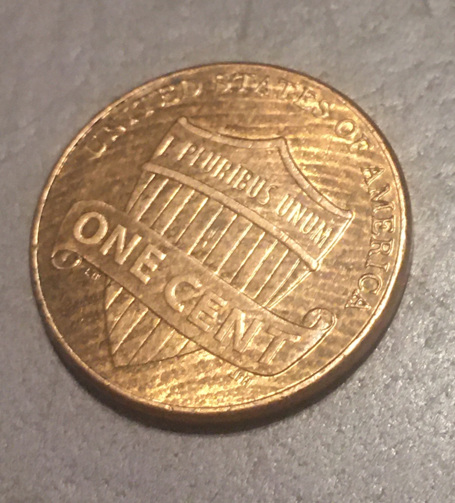 2013-Lincoln-Penny-With-Markings-On-Reverse